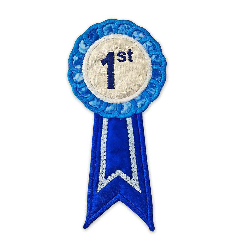 Blue Rosette With Embroidered Badge