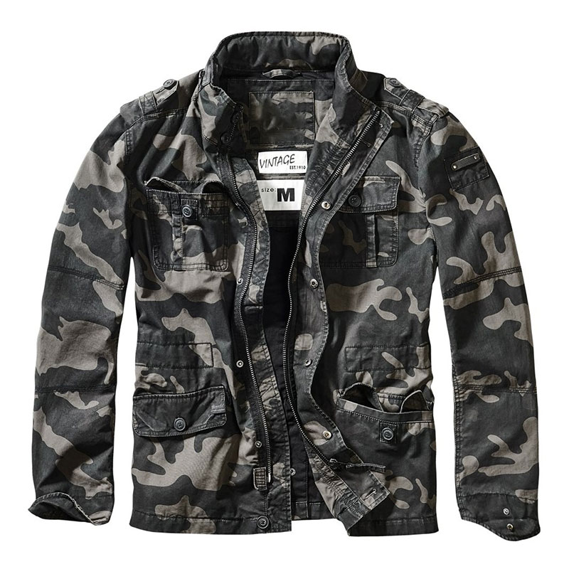 Brown Black Camouflage Military Jacket